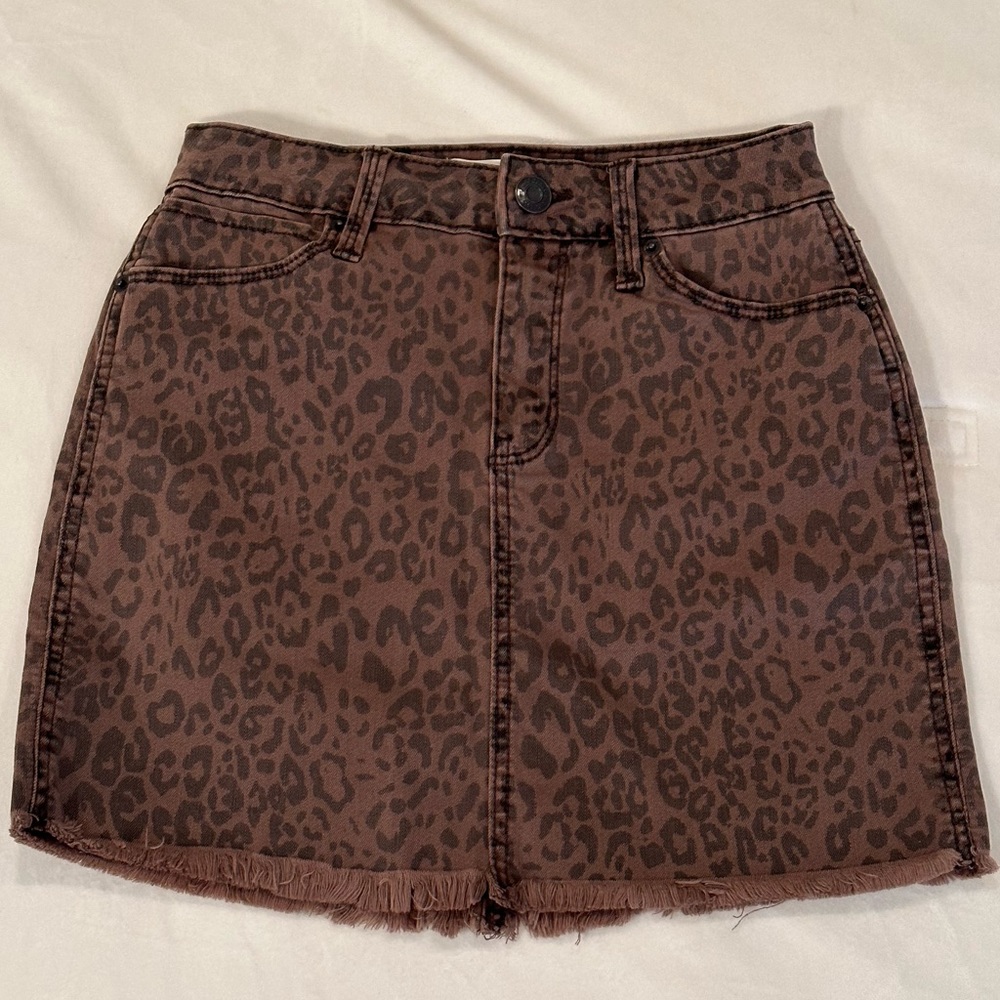Leopard Mini Denim Skirt